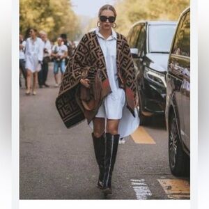 FENDI ROMA wool and silk poncho